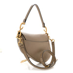Grained Calfskin Saddle Bag With Strap Taupe