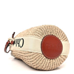 X MIFUKO Raffia Calfskin Small Woody Basket Shoulder Bag Beige Brown