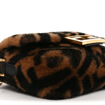 Shearling Vitello Dolce Macro FF 1974 Mini Baguette Tobacco Black