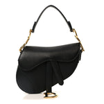Grained Calfskin Mini Saddle Bag Black