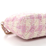 Tweed Quilted Mini Clutch With Chain Pink