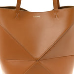 Shiny Calfskin Medium Puzzle Fold Tote Warm Desert