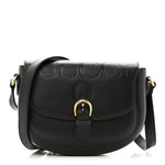 Charisma Calfskin Gucci Embossed Shoulder Flap Bag Black