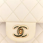 Caviar Quilted Medium Double Flap White