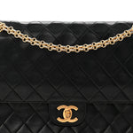 Lambskin Quilted Medium Double Flap Bijoux Chain Black