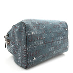 X FUTURE Denim Calfskin Logo Print Travel Bag Blue Brown