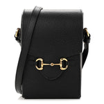 Dollar Calfskin Vertical Horsebit 1955 Crossbody Bag Black