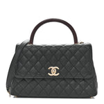 Caviar Quilted Small Coco Handle Flap Black