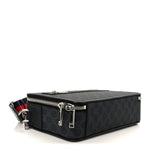 GG Supreme Monogram Calfskin Web Medium Messenger Bag Black Grey