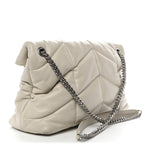 Lambskin Quilted Medium Loulou Puffer Monogram Chain Satchel Crema Soft