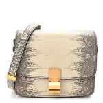 Lizard Small Classic Box Flap Bag Natural