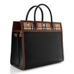 Calfskin Vintage Check Medium Two Handle Title Bag Black