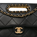 Lambskin Small Chain Handle Flap Bag Black