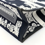 Canvas Embroidered Cornely Book Tote Blue White