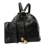 Lambskin CC Drawstring Backpack Black
