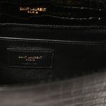 Calfskin Crocodile Embossed Small Classic Monogram Kate Tassel Satchel Black