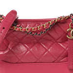Aged Calfskin Quilted Small Gabrielle Hobo Fuchsia