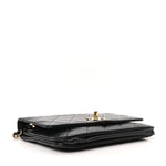 Lambskin Quilted Trendy CC Wallet On Chain WOC Black