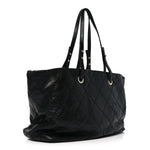 Glazed Calfskin Large On The Road Tote Black