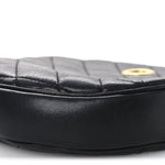 Lambskin Quilted Round Le Maillon Round Tassel Chain Crossbody Bag Black