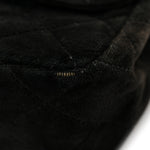 Velvet Quilted Flap Backpack Black