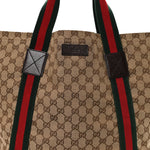 GG Monogram Medium Web Handle Vertical Tote Dark Brown