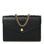 Calfskin GG Debossed Chain Wallet Black