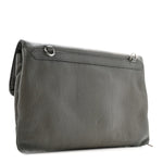 Chevre Silver Metallic Edge Hardware Envelope Clutch Gris Acier