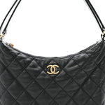 Lambskin Quilted Maxi Hobo Black