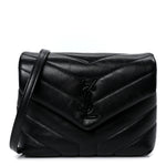 Calfskin Y Quilted Monogram Monochrome Toy Loulou Crossbody Bag Black