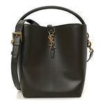 Shiny Calfskin Le 37 Bucket Bag Deep Musk