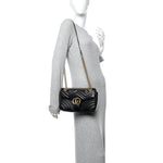 Calfskin Matelasse Small GG Marmont Shoulder Bag Black