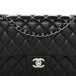 Lambskin Quilted Medium Double Flap Black