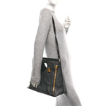 Pebbled Calfskin Alix Padlock Foldover Bag Black