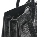 Calfskin Crocodile Embossed Baby Sac De Jour Black