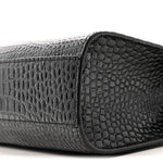 Shiny Calfskin Crocodile Embossed Manhattan Baguette Black