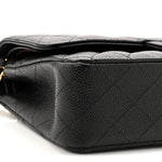 Caviar Quilted Medium Double Flap Black