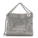 Crystal Embellished Metallic Lambskin Mini Chanel 22 Silver