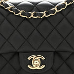 Lambskin Quilted Mini Square Flap Black