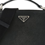 Saffiano Travel Medium Brique Crossbody Bag Black