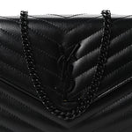 Grain De Poudre Matelasse Chevron Monogram Monochrome Chain Wallet Black