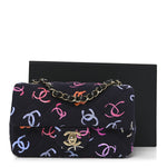 Printed Fabric Quilted Mini Rectangular Flap Black Pink Blue Yellow Orange