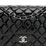 Patent Quilted Jumbo Double Flap Black