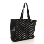 Tessuto Nylon Calfskin Grommet Tote Black