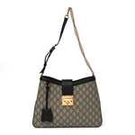 GG Supreme Monogram Medium Padlock Shoulder Bag Black