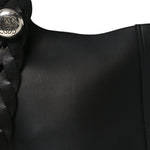 Smooth Calfski Large Woven Pebble Bucket Bag Black