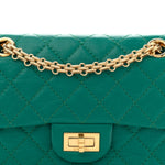 Aged Calfskin Quilted 2.55 Reissue Mini Flap Green