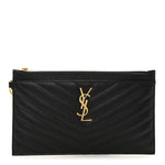 Grain De Poudre Chevron Monogram Large Bill Pouch Black