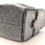 Metallic Caviar Quilted Small Chanel 25 Handbag Silver