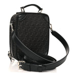 Recycled Fabric Jacquard Vitello Astro Micro FF Mini Trolley Bag Asfalto Black